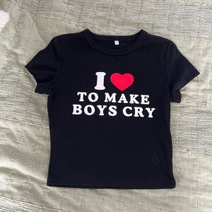 i love to make boys cry cropped tee